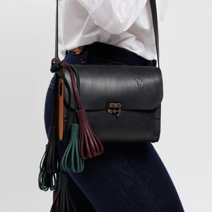 Leather Tassel Bag Charm: Initials Gift, 12 Colors