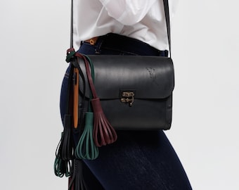 Leder Quaste Taschenanhänger: Initialen Geschenk, 12 Farben