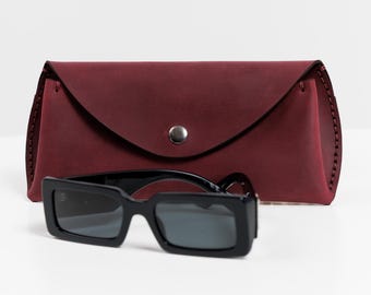Estojo de couro para óculos | Bolsa para óculos feita à mão, 12 cores