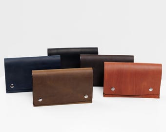 Mini Leather Clutch Bag | Small Unisex Leather Pouch | Phone & Essentials Handheld Bag | Personalized Leather Gift for him and for her