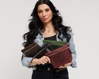 Leder Make-up Tasche für Frauen, personalisierte Kosmetiktasche, Kulturtasche mit Reißverschluss, Reiseveranstalter, Geschenk für sie, individuelle Ledertasche