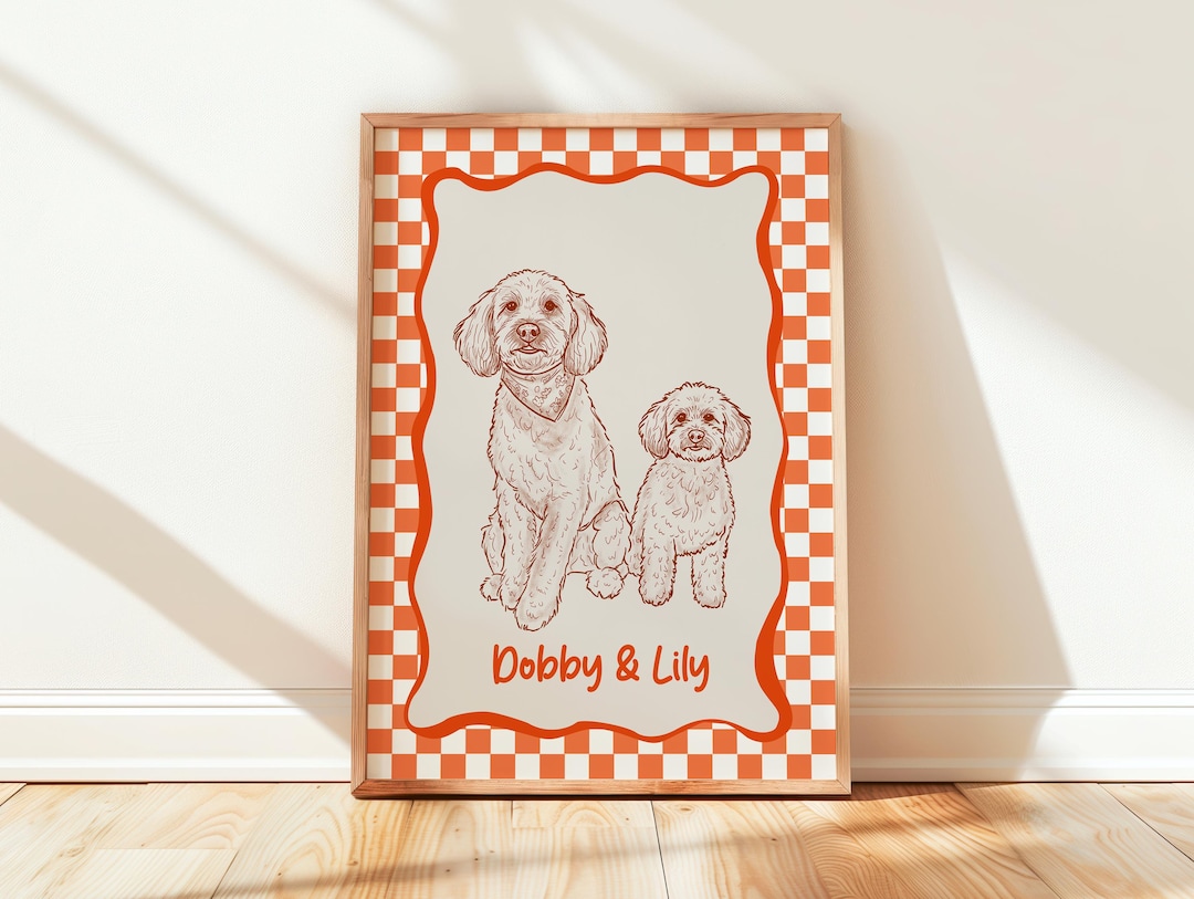 Custom Hand Drawn Pet Portrait, Funky Dog and Cat Illustration ...