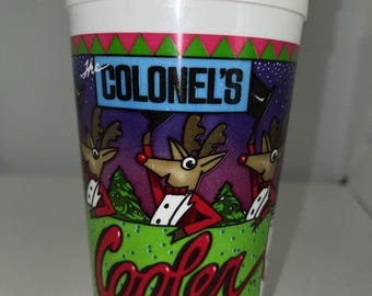 KFC Plastic Cup Colonel Cooler Kentucky Fried Chicken Santa