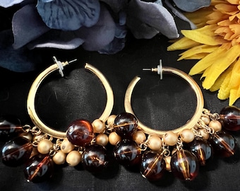 Kenneth J Lane Boho Beaded Fashion Hoop Earrings