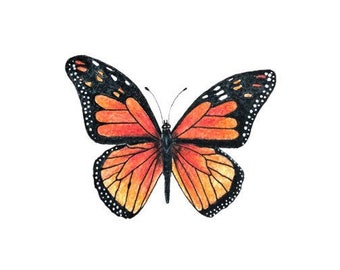 Monarch butterfly giclée print/Watercolor wildlife poster/Orange butterfly art print