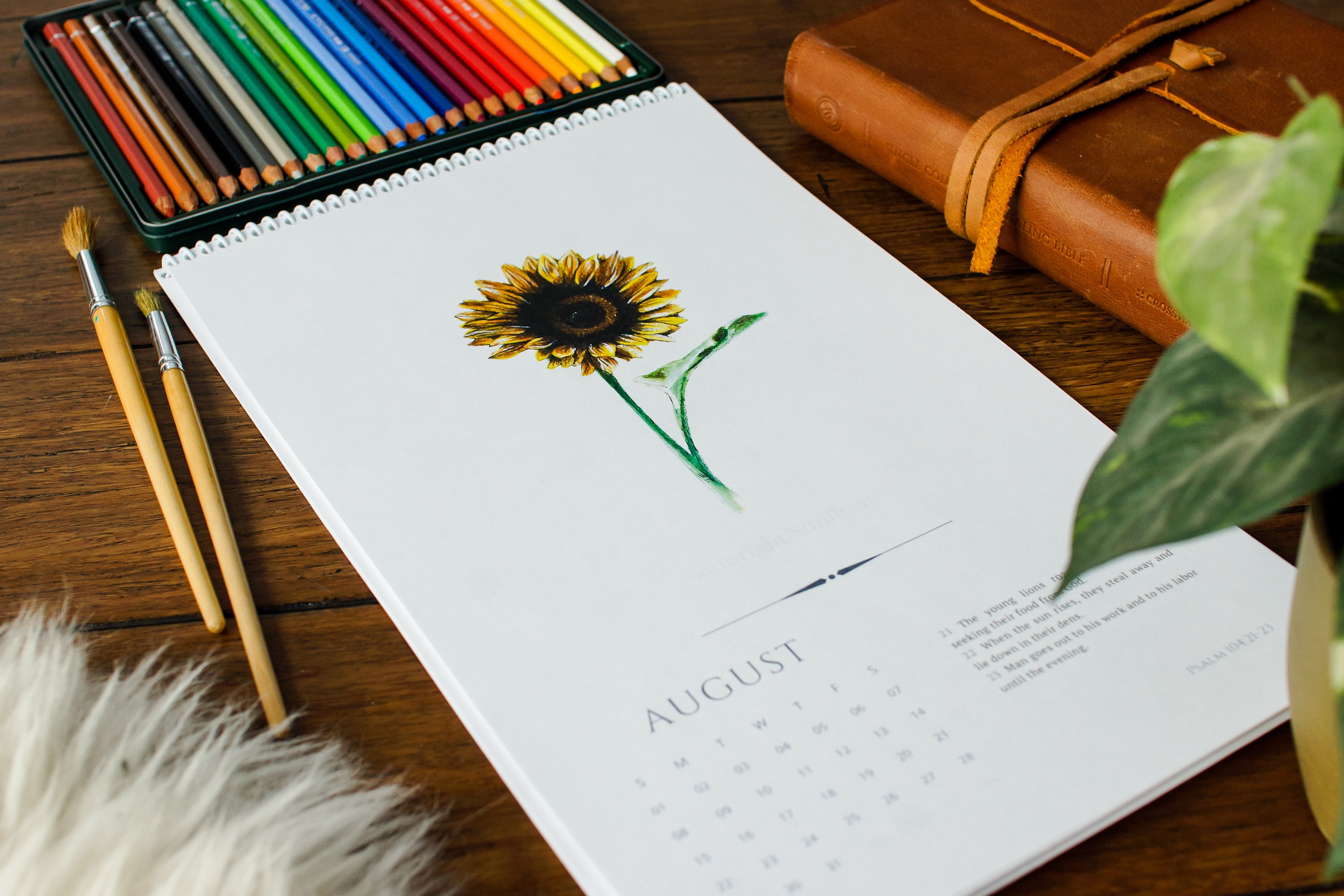 Nature Calendar Watercolor Art Calendar 8x14 Nature Etsy