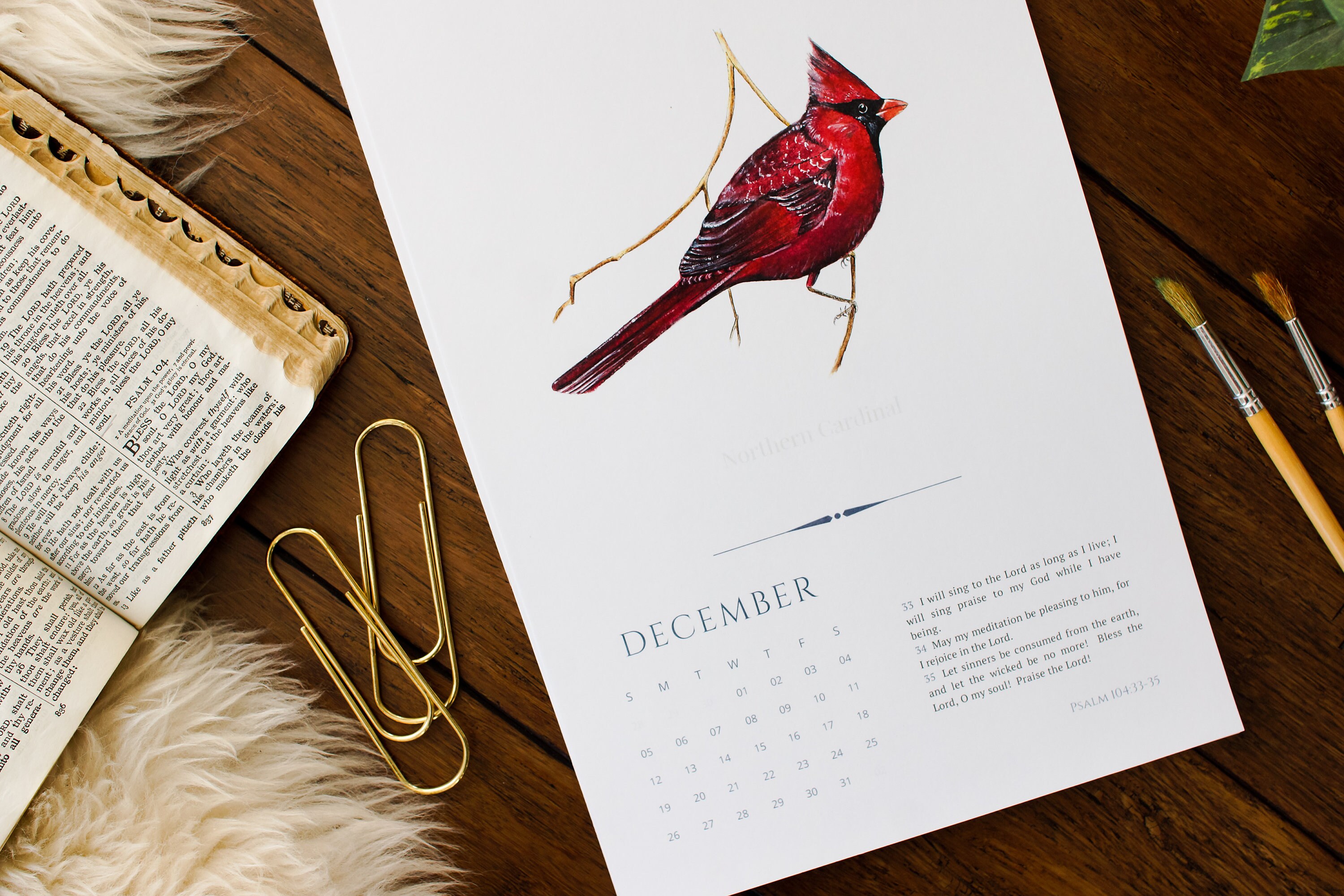 Nature Calendar Watercolor Art Calendar 8x14 Nature Etsy
