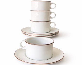 Vintage Royal Copenhagen Domino Coffee Cups & Saucers, Set of 4, Mid-Century Modern Danish Design