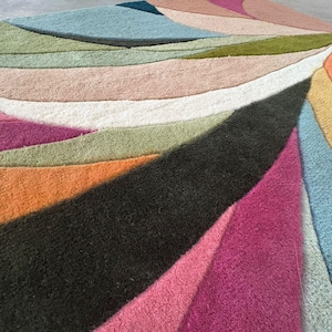 Hand-tufted Abstract Wool Rug, Colorful Modern Living Room Carpet - Etsy