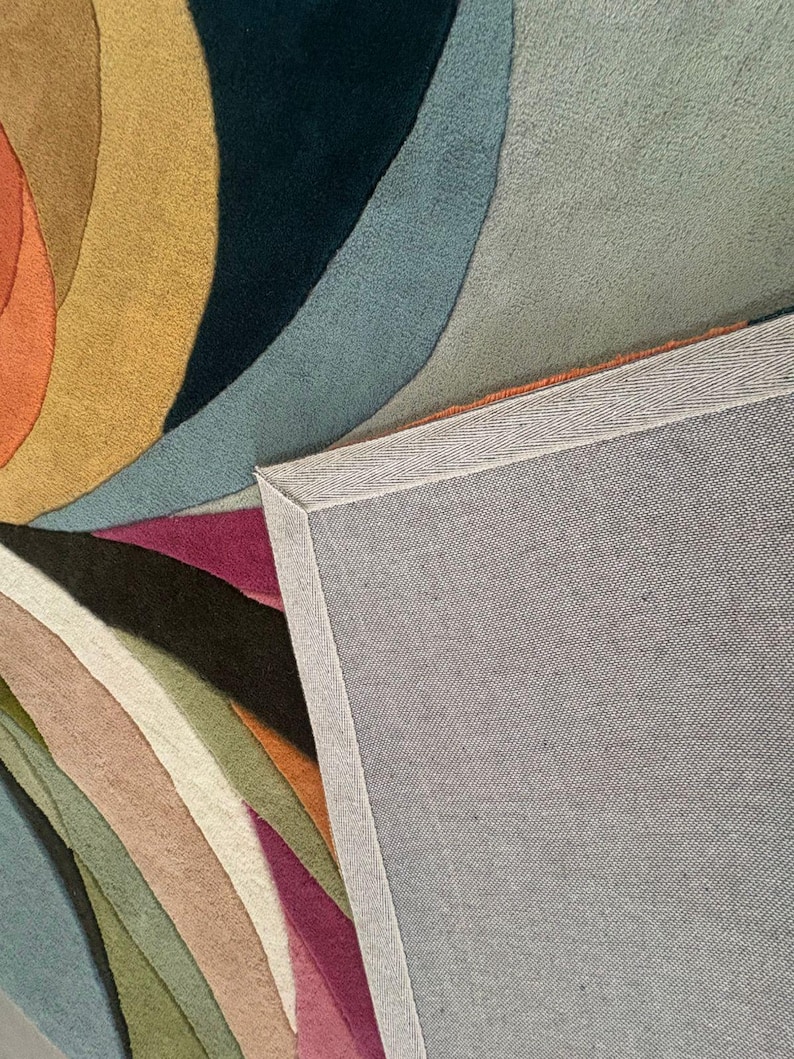 Hand-tufted Abstract Wool Rug, Colorful Modern Living Room Carpet - Etsy