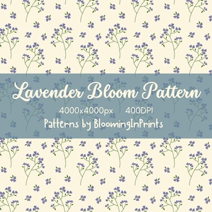 Lavender Bloom Seamless Pattern – Delicate Wildflower Digital Paper, Soft Beige Botanical Background, Cottagecore Floral Design, Instant Dow