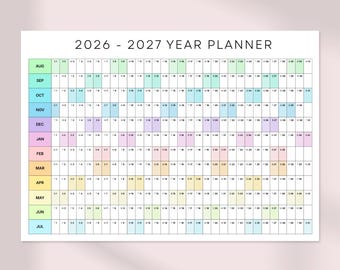 Planificador del año académico 2026-2027: Calendario académico anual, resumen del año escolar, planificador para el profesor, tamaños A1, A2, A3 y A4 (tamaño carta estadounidense).