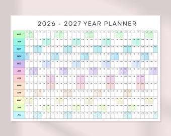 Akademischer Jahresplaner 2026 2027: Jahreskalender, Schuljahresübersicht, Lehrerplaner, A1 A2 A3 A4 US Letter
