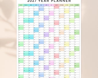 2027 Year Planner Printable | Large Office Wall Calendar | A1–A4 & US Letter | Project and Schedule Planner PDF