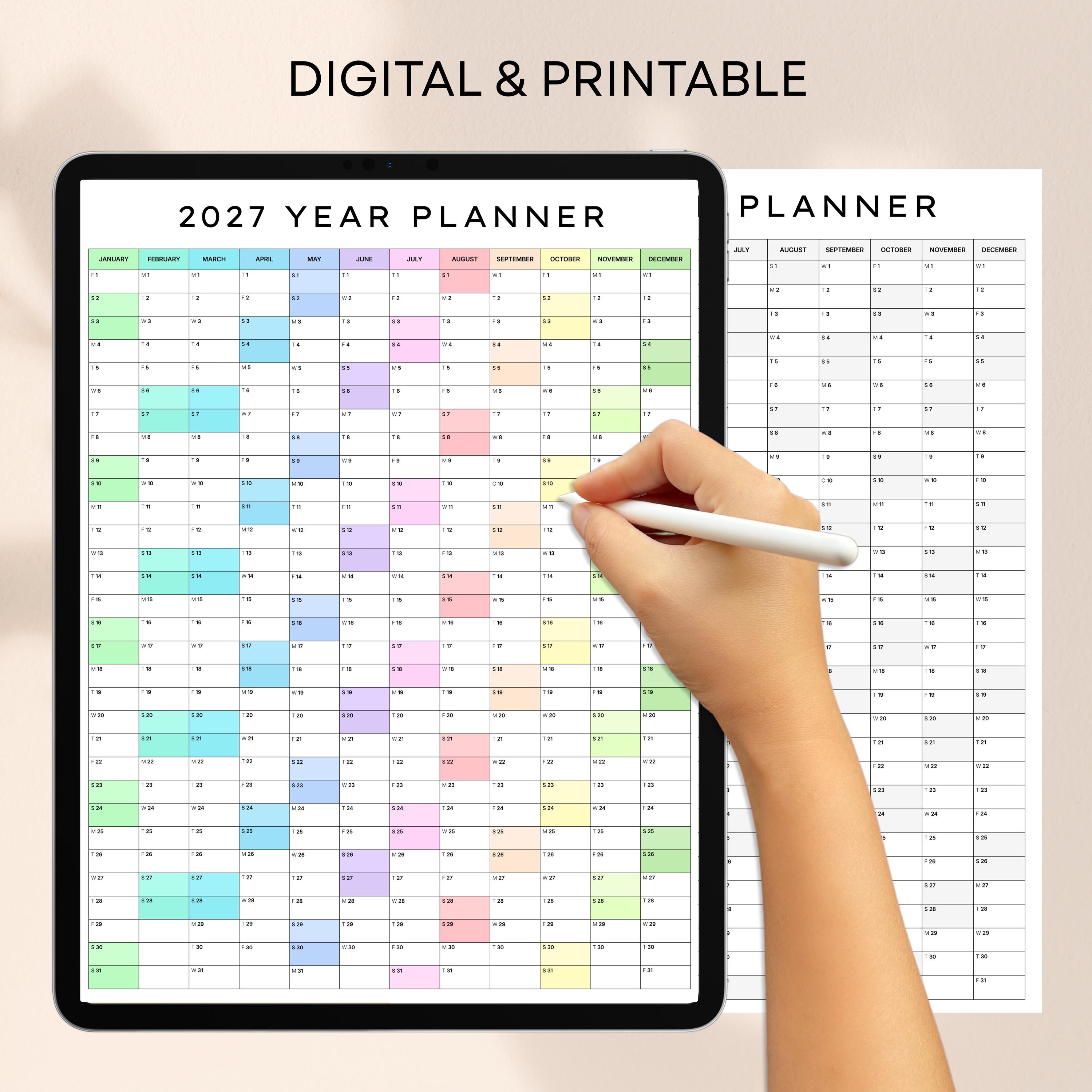 2027 Year Planner Printable | Large Office Wall Calendar | A1–A4 & US
