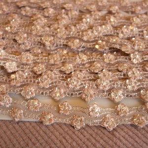 7/8" TVÅ YARDS vågig sekvens ljusrosa blommig spets för sömnad, brudpytsdekor // 22 mm