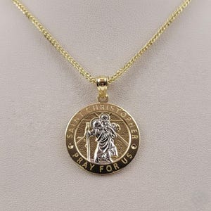 St Christopher Pendant, Solid Gold Medallion Saint Christopher Pendant, Catholic Faith Necklace, Religious Jewelry