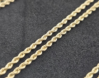 10K Gold Rope Chain Necklace, Real Gold Diamond Cut Rope Chain, Unisex Rope Chain, Everyday Gold Jewelry Gift