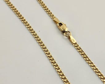 10K Gold Cuban Curb Chain Necklace, Real Gold Curb Chain, Unisex Cuban Link Chain, Everyday Gold Jewelry Gift
