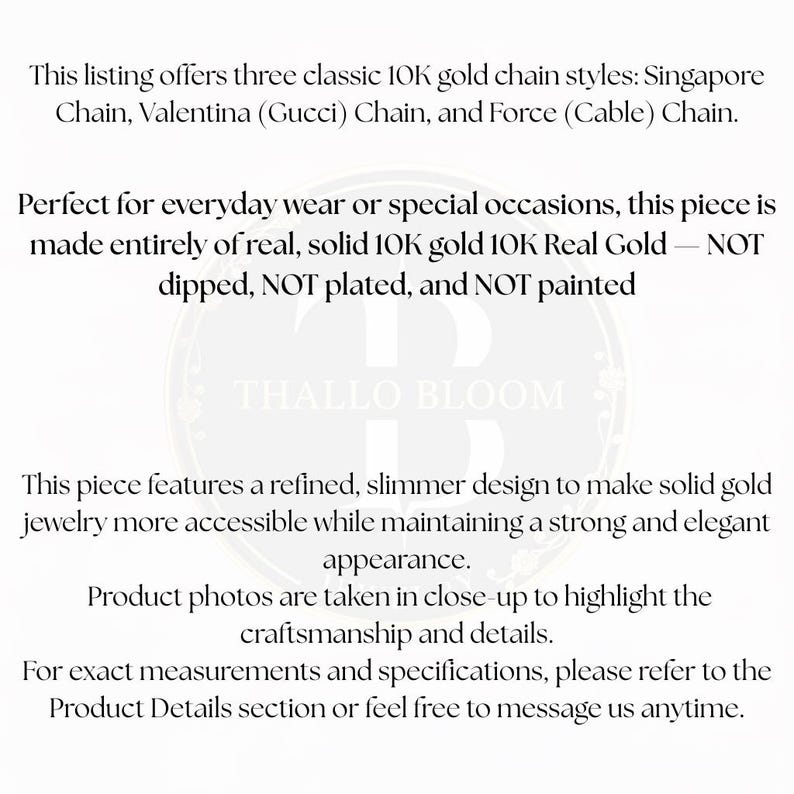 10K Gold Necklace, Real Gold Singapore Chain, Valentina Gucci Chain, Force Cable Chain, Unisex Chain image 6