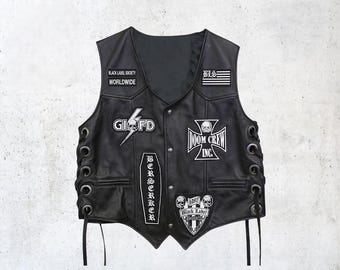 Premium Zakk Wylde BLS Weste – Black Label Society Biker Lederjacke mit Club Patches für Herren Rock Style