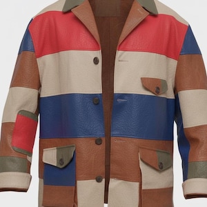 Leren vintage Hunter S. Thompson-jas – retro Vegas-patchworkjas