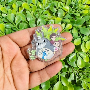 Anime flatback: Set/2 Big Troll Acrylic, Kawaii Badge Toppers, Glitter planar resin., Crafts Supplies.