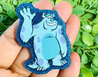 Acrylic flatback: Set/2 Sully Cartoon Acrylic, Monsters Flatback, Badge Reel Toppers, Glitter planar resin, Hair bow center.