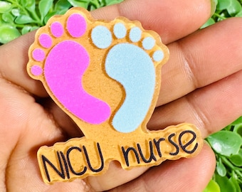 Nicu Nurse flatback: Set/2 enfermera Flatback, Enfermera Charm Resina Planar, Badge Reel Toppers, Glitter planar resina, Manualidades acrílicas médicas.