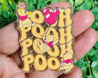 Winnie Pooh flatback: Set/2 Winnie Pooh Acrílico, Disney Flatback, Eeyore Flatback, Resina Winnie Pooh, Badge Toppers, Resina plana Glitter.