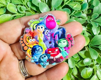 Emotions flatback: Set/2 Acrylic charm, Badge Reel Toppers, Glitter planar resin, Hair bow Supplies, crafting supplies, Cabochon, Bow center