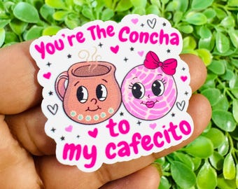 You are the concha to my cafecito flatback: Set/2 Concha DIY charm, Badge Reel Toppers, Glitter planar resin, Mexican food flatback