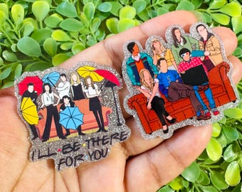 TV Sitcome Inspired flatback: Set/2 90s TV show Acrylic Charm, Series Acrylic charm, Glitter Planar resin, Badge Reel Topper.