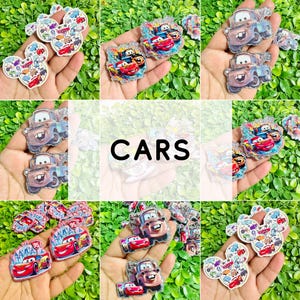 Cars flatback: Set/2 Acrylic charms DIY, Planar Flatback, Bows centers, Epoxy charms, Planar Resin, Badge Reel Toppers.