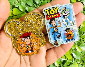 Cowboy Acrylic flatback: Set/2 Cartoon Acrylic charm, Badge Reel Topper, Magical Planar resin, Glitter planar resin, Hair bow charm.