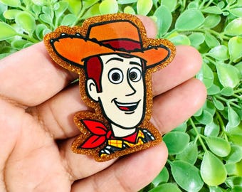Cowboy Acrylic flatback: Set/2 Cartoon Acrylic charm, Badge Reel Topper, Magical Planar resin, Glitter planar resin, Hair bow center.