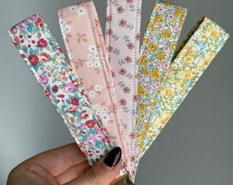 Floral Fabric Keychain Wristlet, Handmade Cotton Key Fob