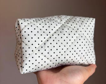 Handmade Black and White Polka Dot Makeup Bag