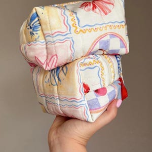 Handmade Quilted Makeup Bag, Coastal Print Toiletry Bag image 5