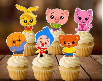 Plim Plim Cupcake Toppers Personalized | Set of 12 Plim Plim Circus Birthday Cupcake Picks | Party Decorations