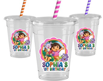 Vasos para fiesta de niña exploradora, vaso personalizado de 473 ml, vasos de cumpleaños para niña exploradora, recuerdos para fiestas de cumpleaños infantiles, vasos personalizados para fiestas, juego de 12