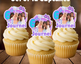 Roblox Girl Cupcake Toppers Personalized | Set of 12 Roblox Birthday Cupcake Picks | Pink Party Decorations