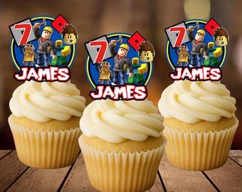 Adornos para cupcakes de Roblox personalizados / Juego de 12 palillos para cupcakes de cumpleaños de Roblox / Decoraciones para fiestas