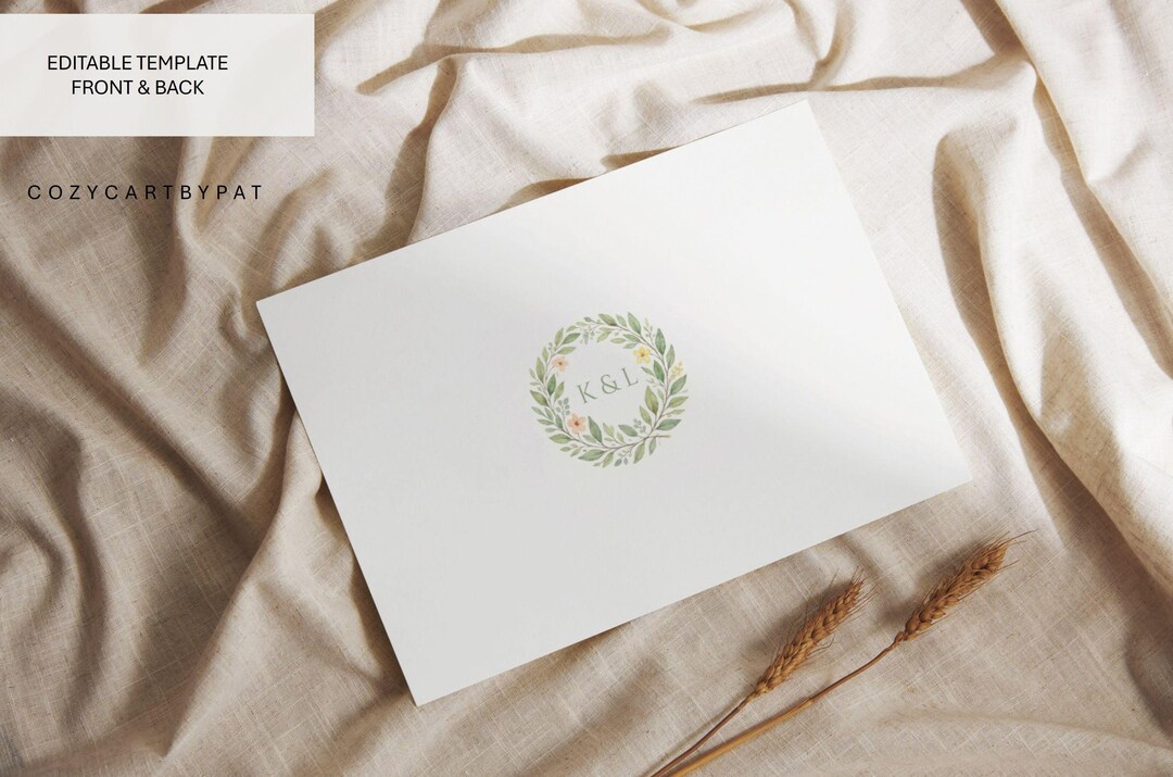 Two Parts Invitation Customizable Two-sided Party Invitation Template | Botanical Wreath ...
