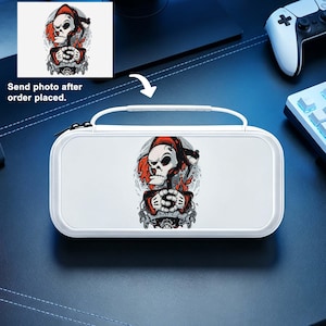Gothic Reaper Skull EVA Switch Carrying Case, Protective Storage Bag for NS/NS2/Oled/LITE, Dark Tattoo Aesthetic Gamer Accessory