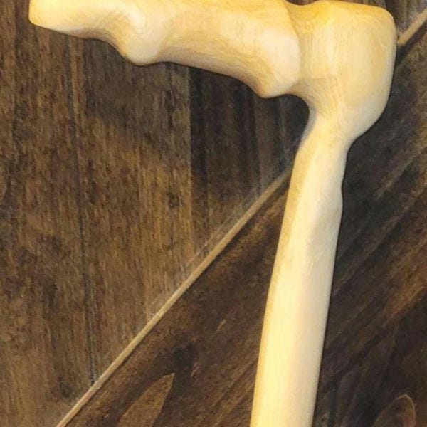 Bespoke Hickory Cane Hand-Carved, Fire-Hardened, and Oil-Treated