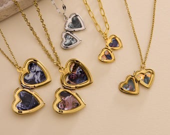 Personalisierte Herz Medaillon Halskette mit Foto, Erinnerungshalskette Andenken, Geschenk für sie, Familie Halskette, Geschenk für Mutter, Weihnachtsgeschenk