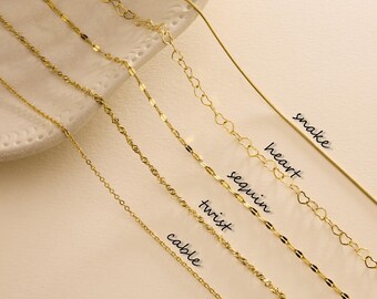 18K Vergoldete Edelstahlkette, Kabel, Schlange, Twist, Herz, Pailletten