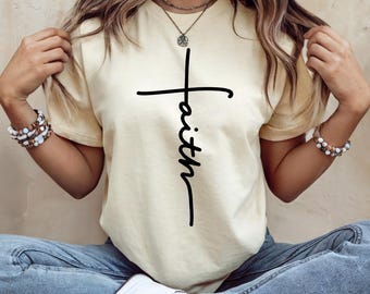 Camiseta gráfica con la cruz de la fe / Camisa cristiana de manga larga