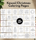 Kawaii Christmas Winter Coloring Pages Coco Wyo Cute Kawaii Stress Relief Cozy Bold Easy PNGs PDF Sheets for Kids Teen Adults